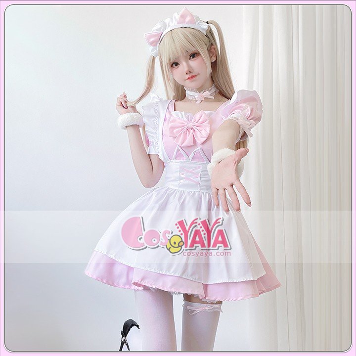 ピンク メイドコスプレ
